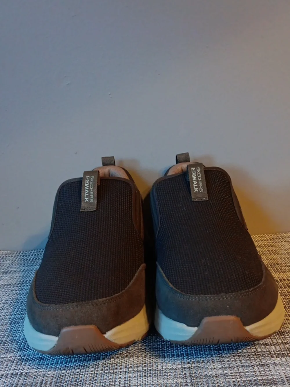 Skechers GoWalk Men's Taupe Brown Slip-On Comfort Loafers - Extra Wide Fit 10.5